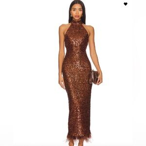 Camila Coelho Bronze Sequin Maxi Dress
